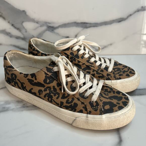 Madewell | Women's Leopard Print Recycled Canvas Sidewalk Sneaker Sz 7 - Picture 1 of 8